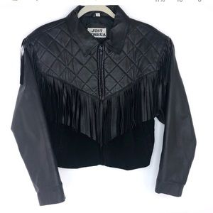 Black Fringe Leather Jacket